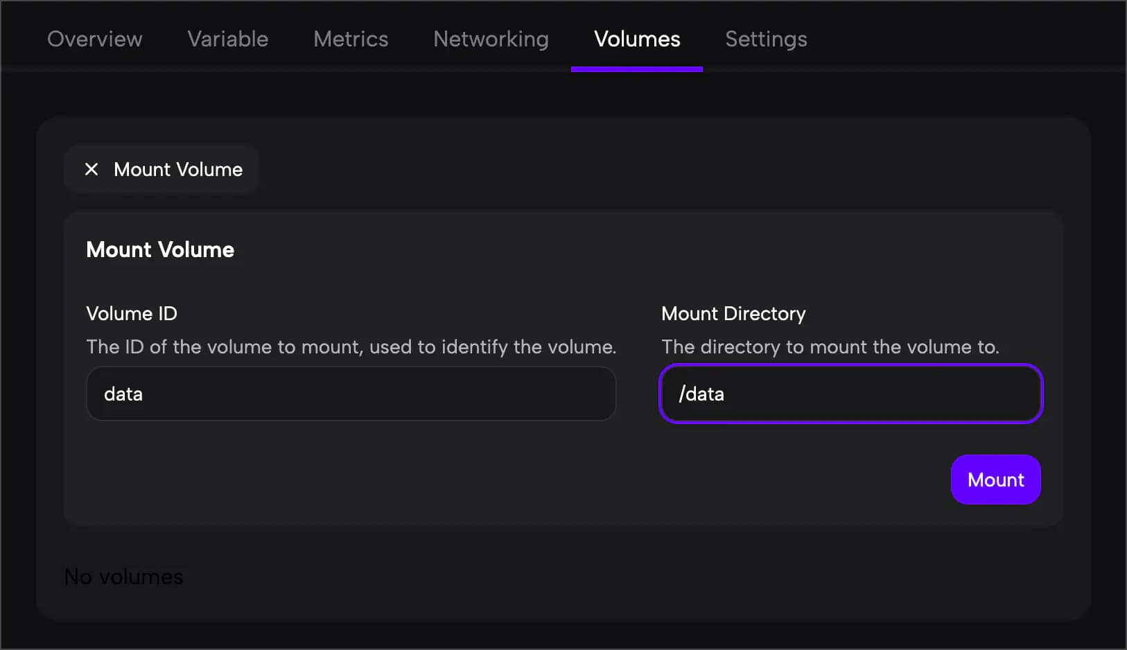 mount volumes