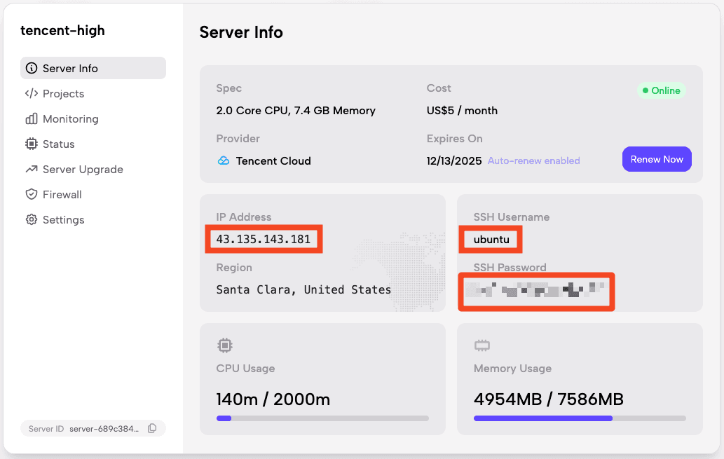 SSH Connection Details