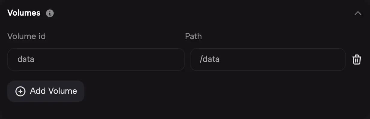 Volumes Configuration Example