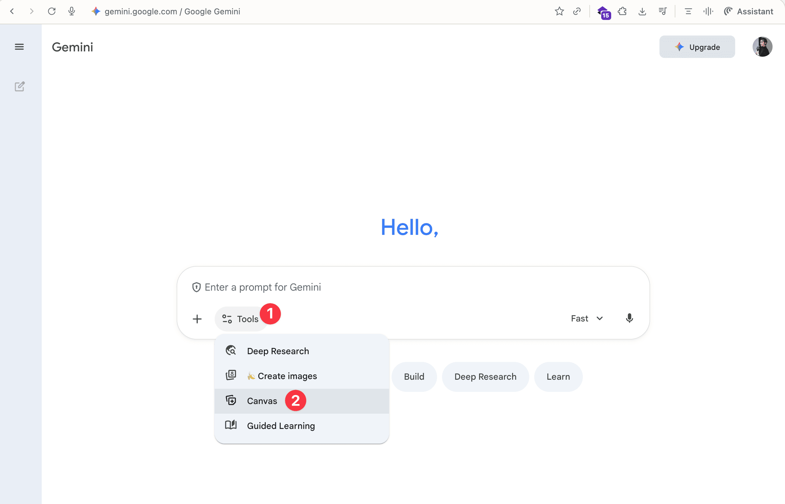 Prompt Gemini to build your project